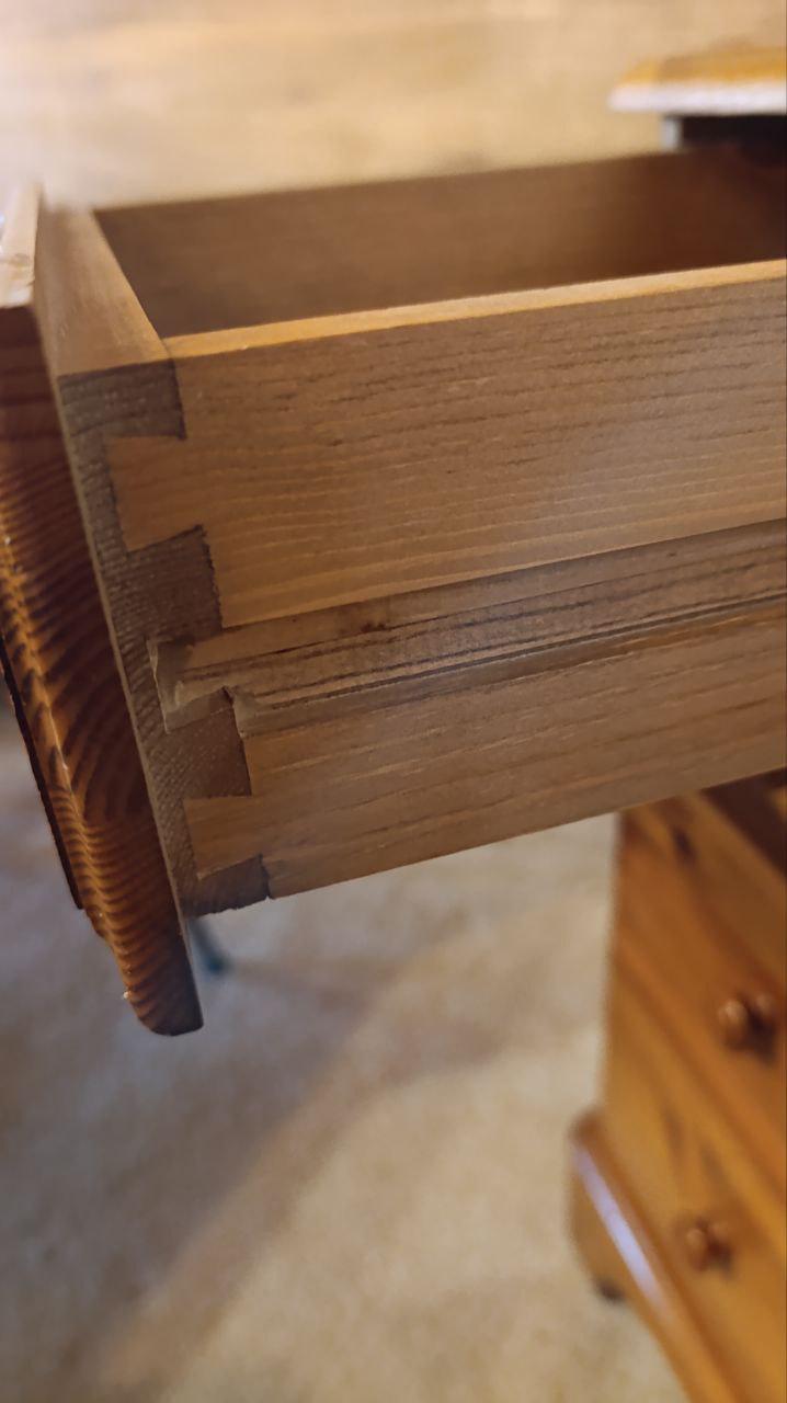 British Ducal Solid Pine Pedestal Desk with Tooled Leather Top