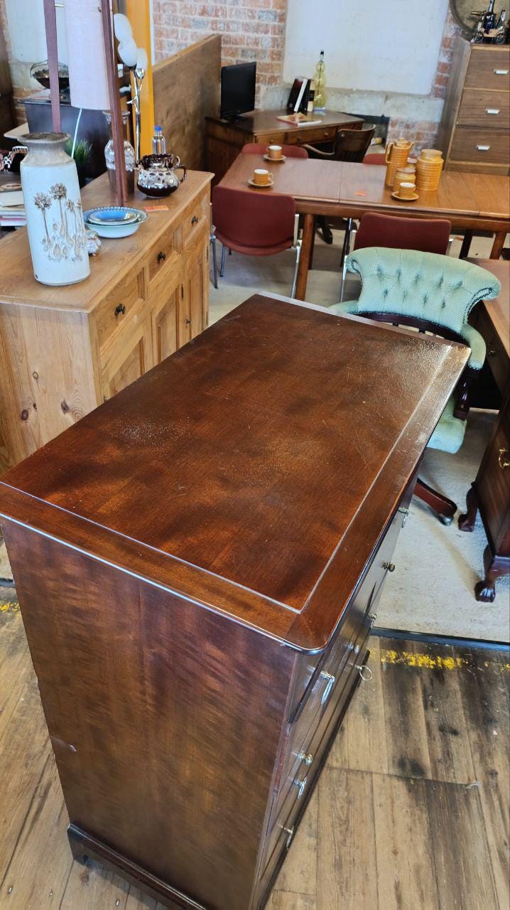 STAG Minstrel Tallboy Chest of Drawers - Mahogany & Brass