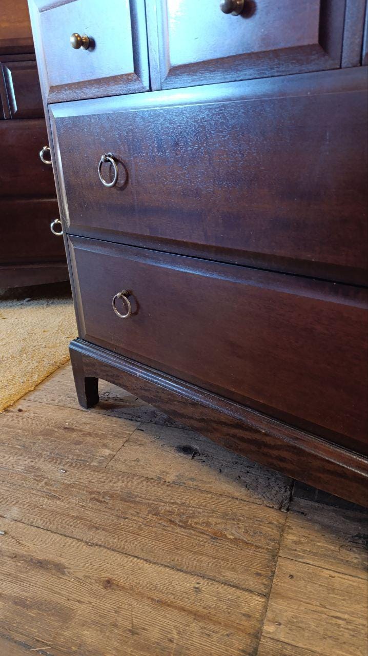 STAG Minstrel Tallboy Chest of Drawers - Mahogany & Brass