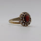 9ct Gold Diamond and Garnet Cluster Ring — London 1970