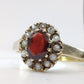 9ct Gold Diamond and Garnet Cluster Ring — London 1970