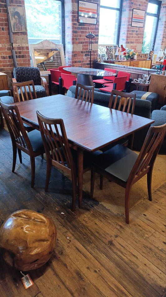 G Plan Fresco Extending Teak Dining Table & Six Chairs, 1960s–1970s