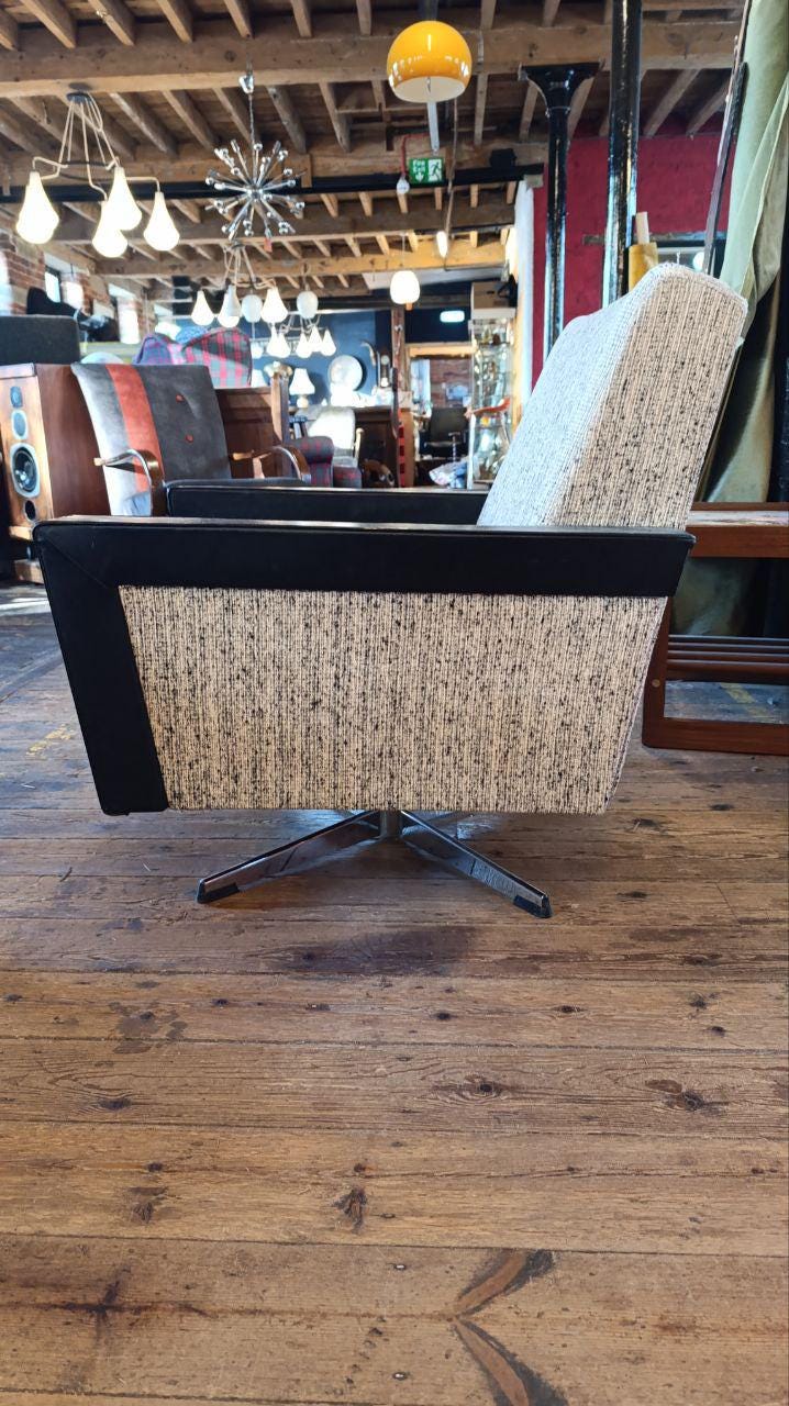 1950s Italian Style Swivel Lounge Chair, Likely British Manufacture