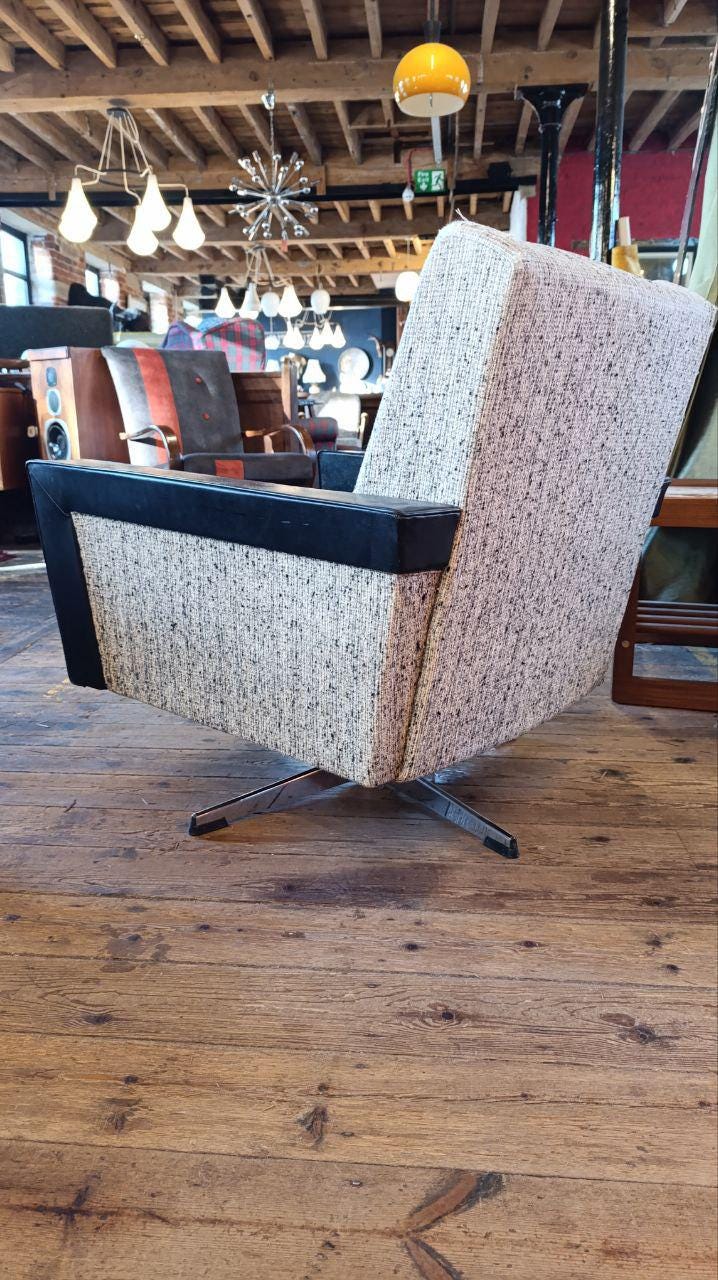1950s Italian Style Swivel Lounge Chair, Likely British Manufacture