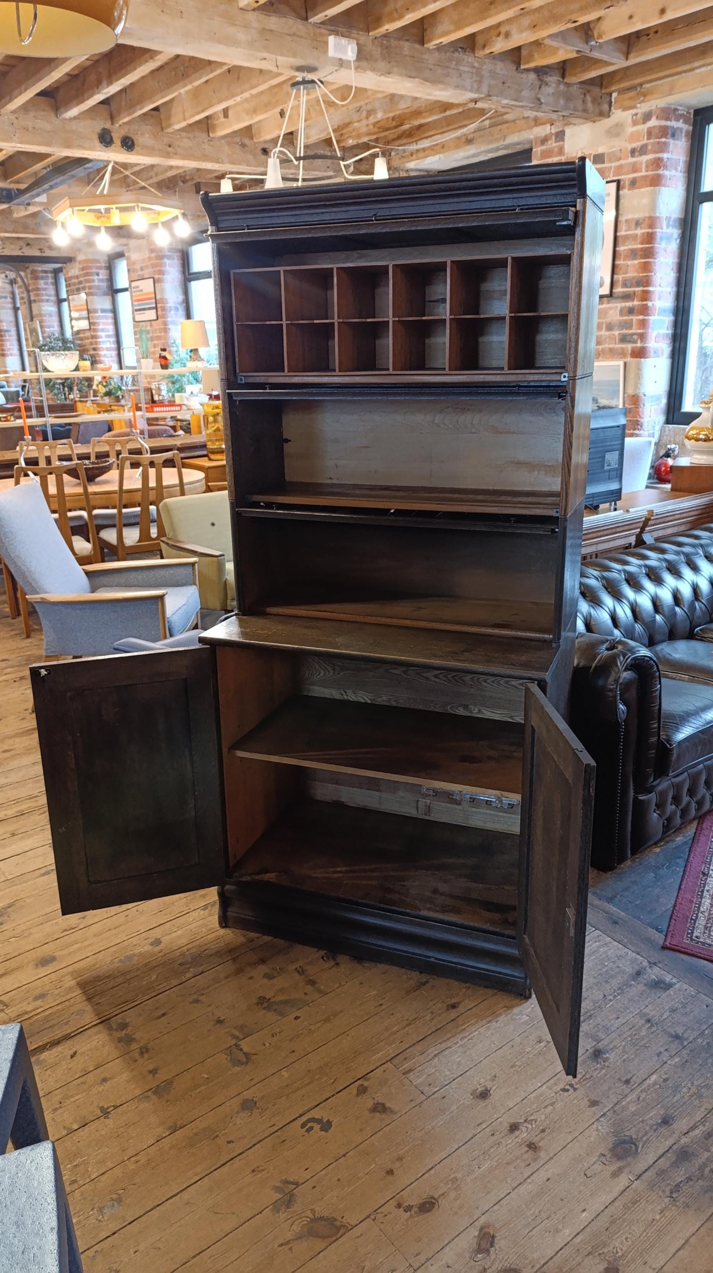 Rare Edwardian Oak Solicitor’s Correspondence & Book Cabinet (c.1900–1930)
