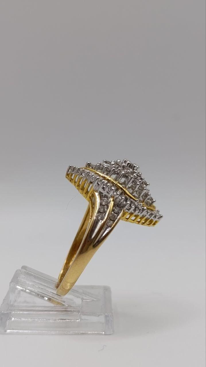 18ct Gold & Platinum Diamond Cluster Ring, Size R