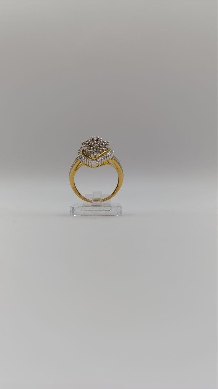18ct Gold & Platinum Diamond Cluster Ring, Size R