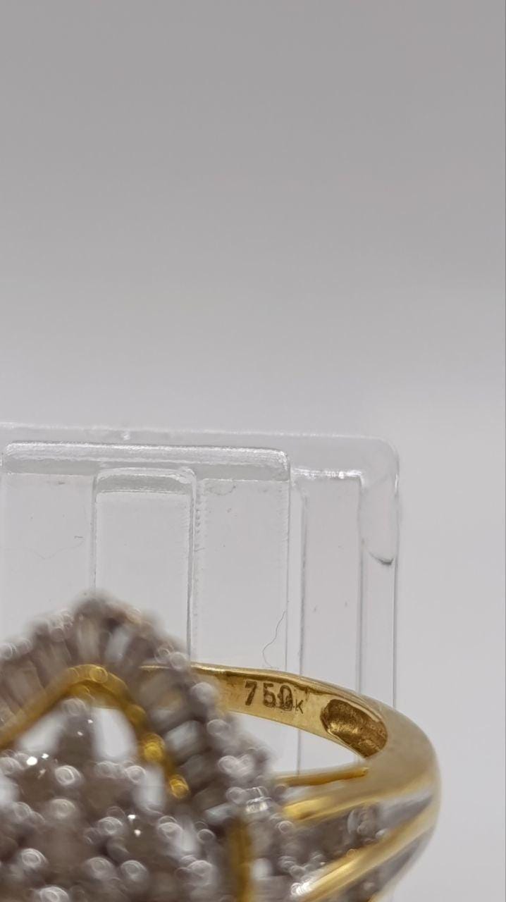 18ct Gold & Platinum Diamond Cluster Ring, Size R