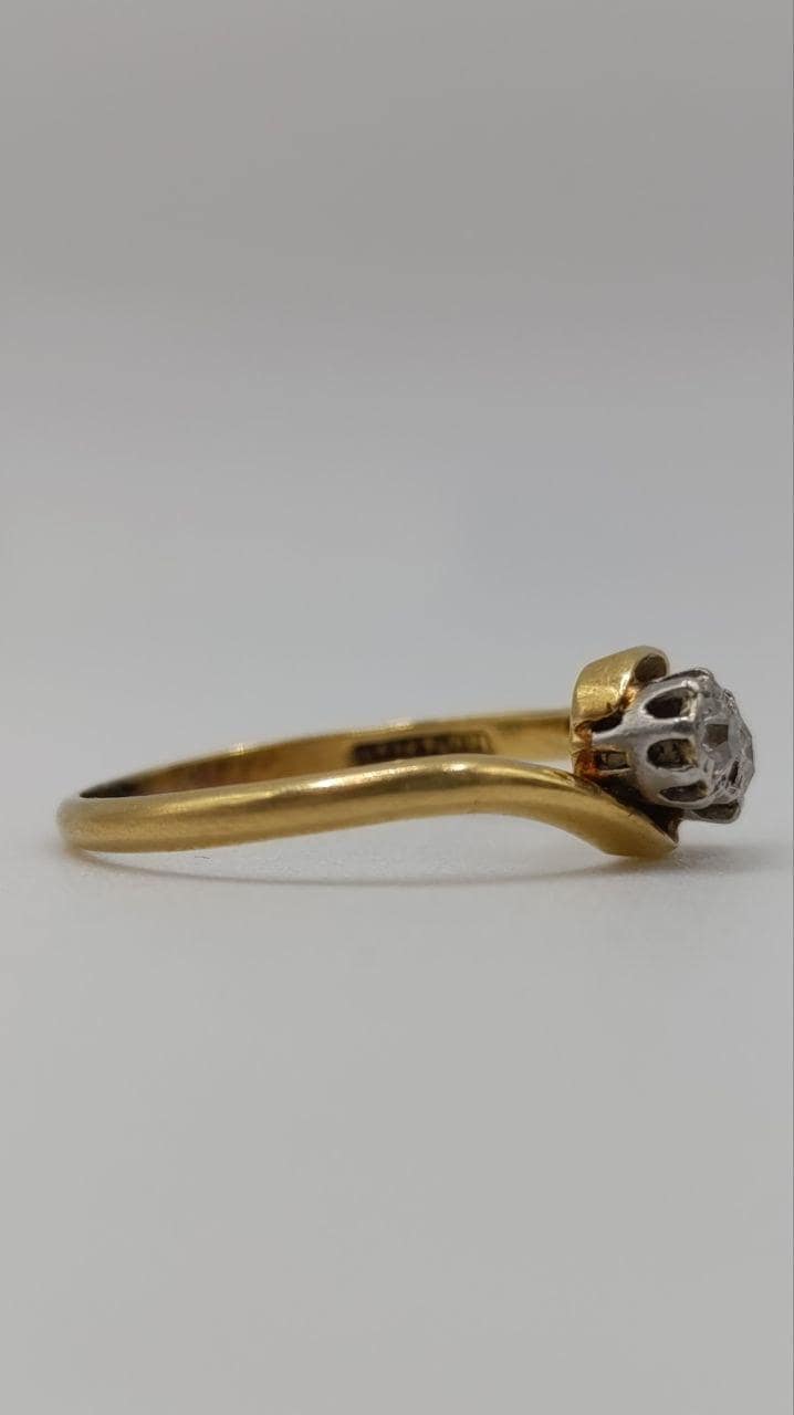 18ct Gold & Platinum “Toi et Moi” Diamond Crossover Ring – Edwardian to Early Art Deco