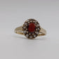 9ct Gold Diamond and Garnet Cluster Ring — London 1970