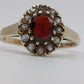 9ct Gold Diamond and Garnet Cluster Ring — London 1970
