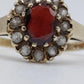 9ct Gold Diamond and Garnet Cluster Ring — London 1970