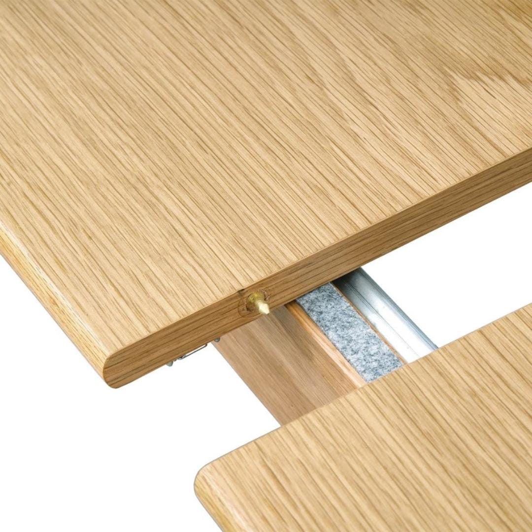 The Rowan Dining Set, Modern Revival Collection, Extendable Oak Table and Six Upholstered Dining Chairs