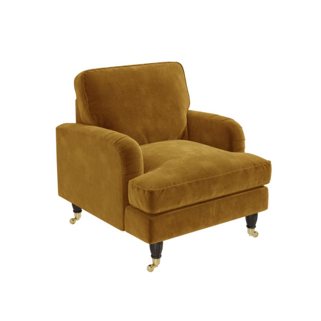 The Whitmore Armchair | Handcrafted in Britain | Rich Velvet in Mustard
