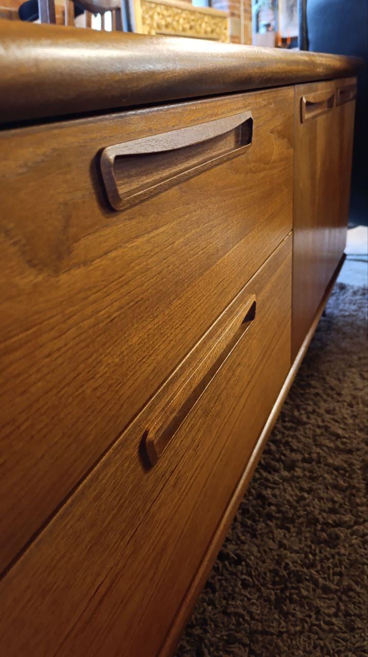 Meredew Mid-Century Teak Sideboard — 1970s British Modernist Storage