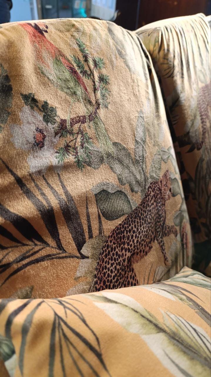 Vintage Ercol 203 Three-Seater Sofa – Newly Upholstered in Jungle Velvet