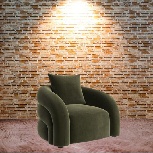 Mid-Century Modern Velvet Accent Chair – Sculptural Lounge Seating