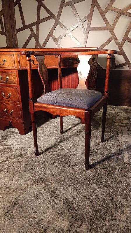 20th Century Georgian Revival Corner Writing Desk & Matching Tub Chair by J. Sydney Smith