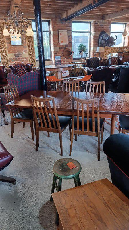 G Plan Fresco Extending Dining Table and Six Chairs, 1960s, Teak & Afromosia, Professionally Restored