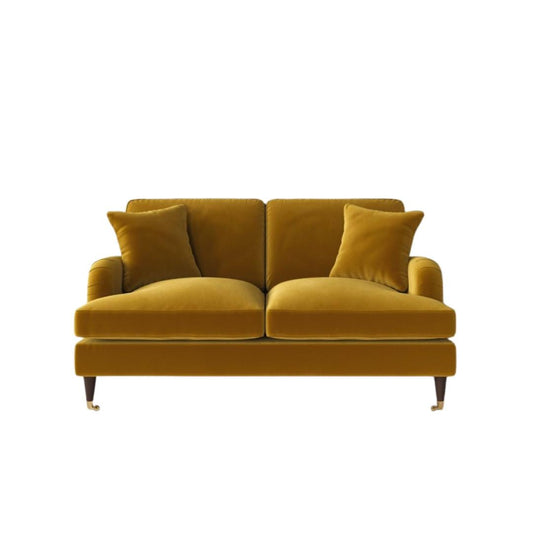 Handcrafted Velvet 2 Seater Sofa in Mustard | British Design, Mid-Century Style