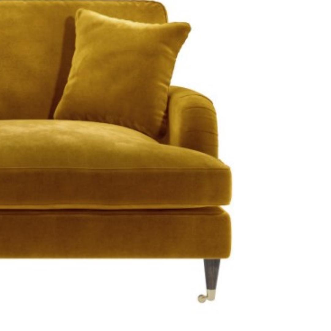 Handmade British Velvet 3 Seater Sofa in Mustard | Mid-Century Modern Design