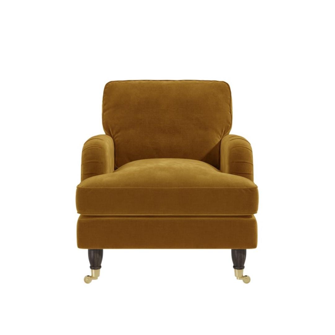 The Whitmore Armchair | Handcrafted in Britain | Rich Velvet in Mustard