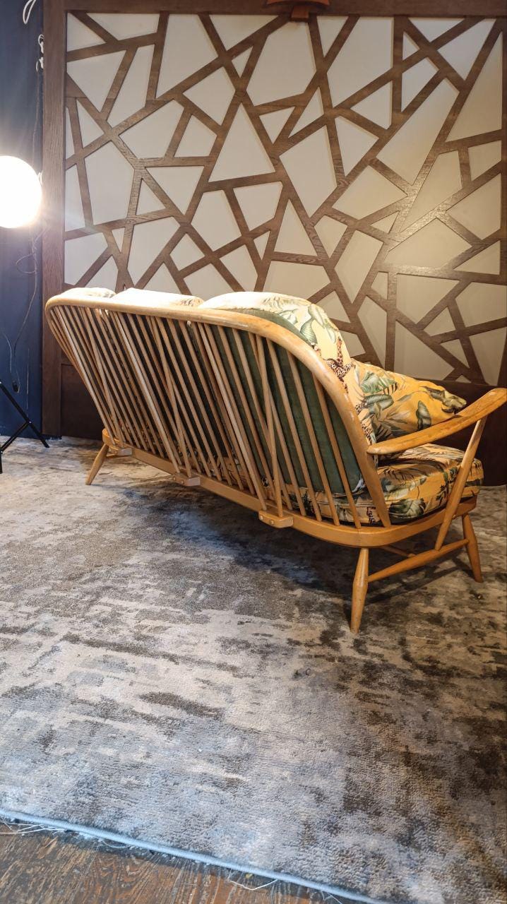 Vintage Ercol 203 Three-Seater Sofa – Newly Upholstered in Jungle Velvet