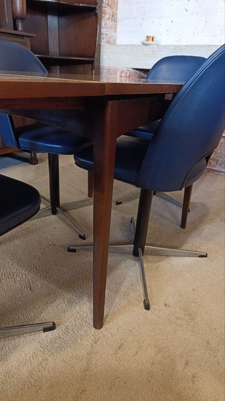 1970s Formica Extendable Dining Table & Four West German Swivel Dining Chairs