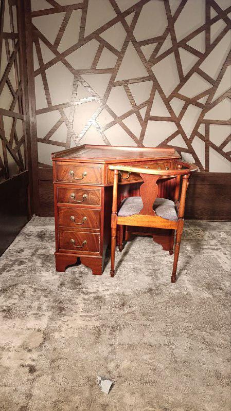 20th Century Georgian Revival Corner Writing Desk & Matching Tub Chair by J. Sydney Smith