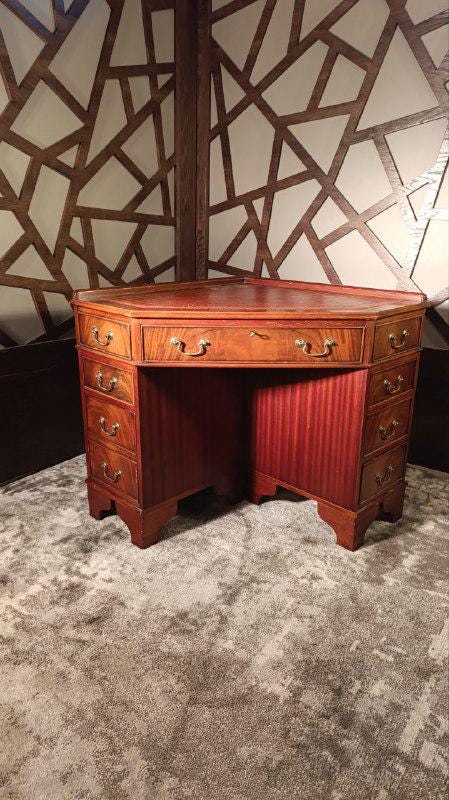 20th Century Georgian Revival Corner Writing Desk & Matching Tub Chair by J. Sydney Smith