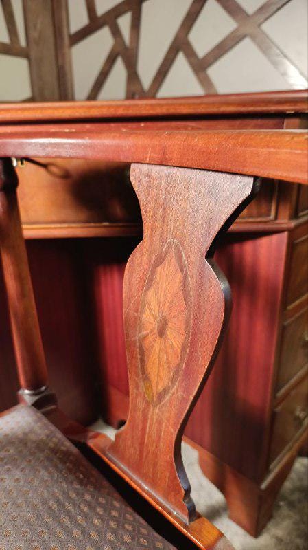 20th Century Georgian Revival Corner Writing Desk & Matching Tub Chair by J. Sydney Smith