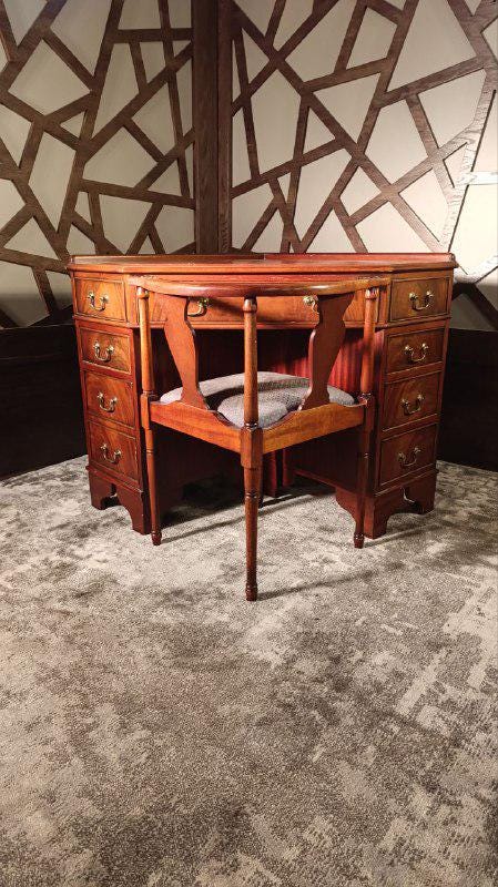 20th Century Georgian Revival Corner Writing Desk & Matching Tub Chair by J. Sydney Smith