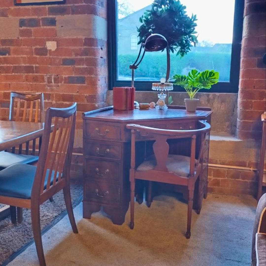 20th Century Georgian Revival Corner Writing Desk & Matching Tub Chair by J. Sydney Smith