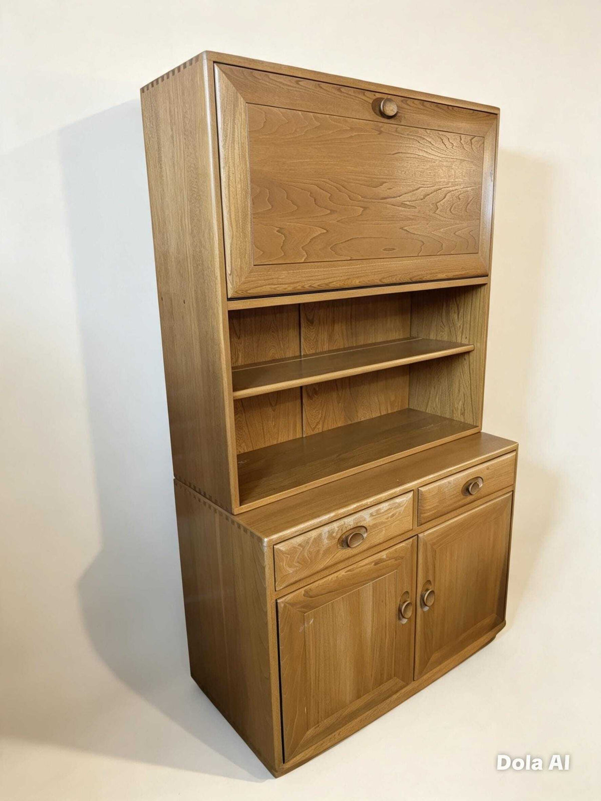 Ercol Elm Drinks and Display Cabinet, circa 1990s — photograph 1