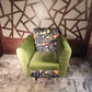 Moss-Green Velvet Lounge Chair with Clarke & Clarke Botanica Fabric — photograph 11