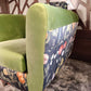 Moss-Green Velvet Lounge Chair with Clarke & Clarke Botanica Fabric — photograph 6
