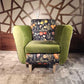 Moss-Green Velvet Lounge Chair with Clarke & Clarke Botanica Fabric — photograph 2