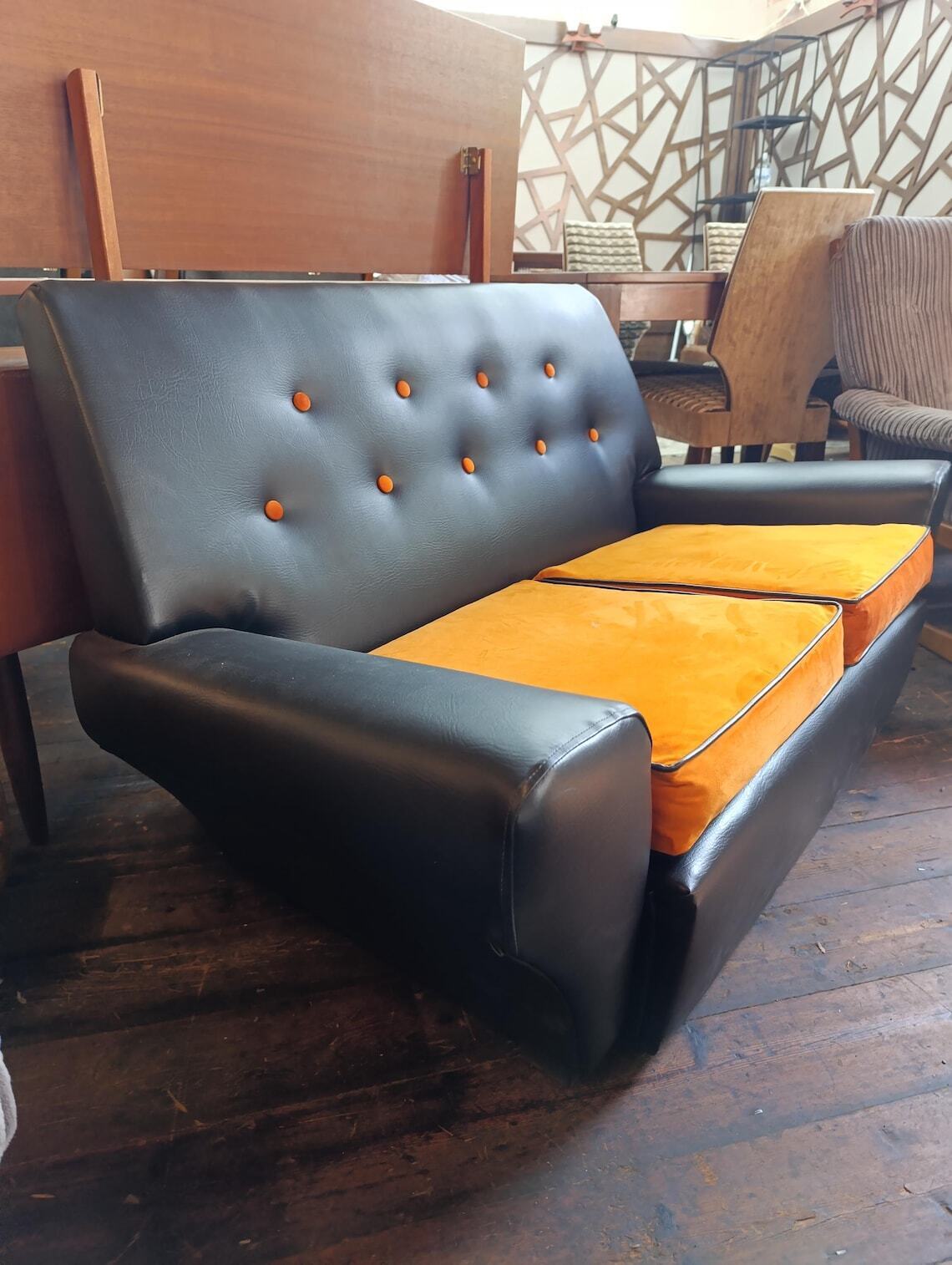 Mid-Century Two-Seater Sofa with New Upholstery — photograph 3