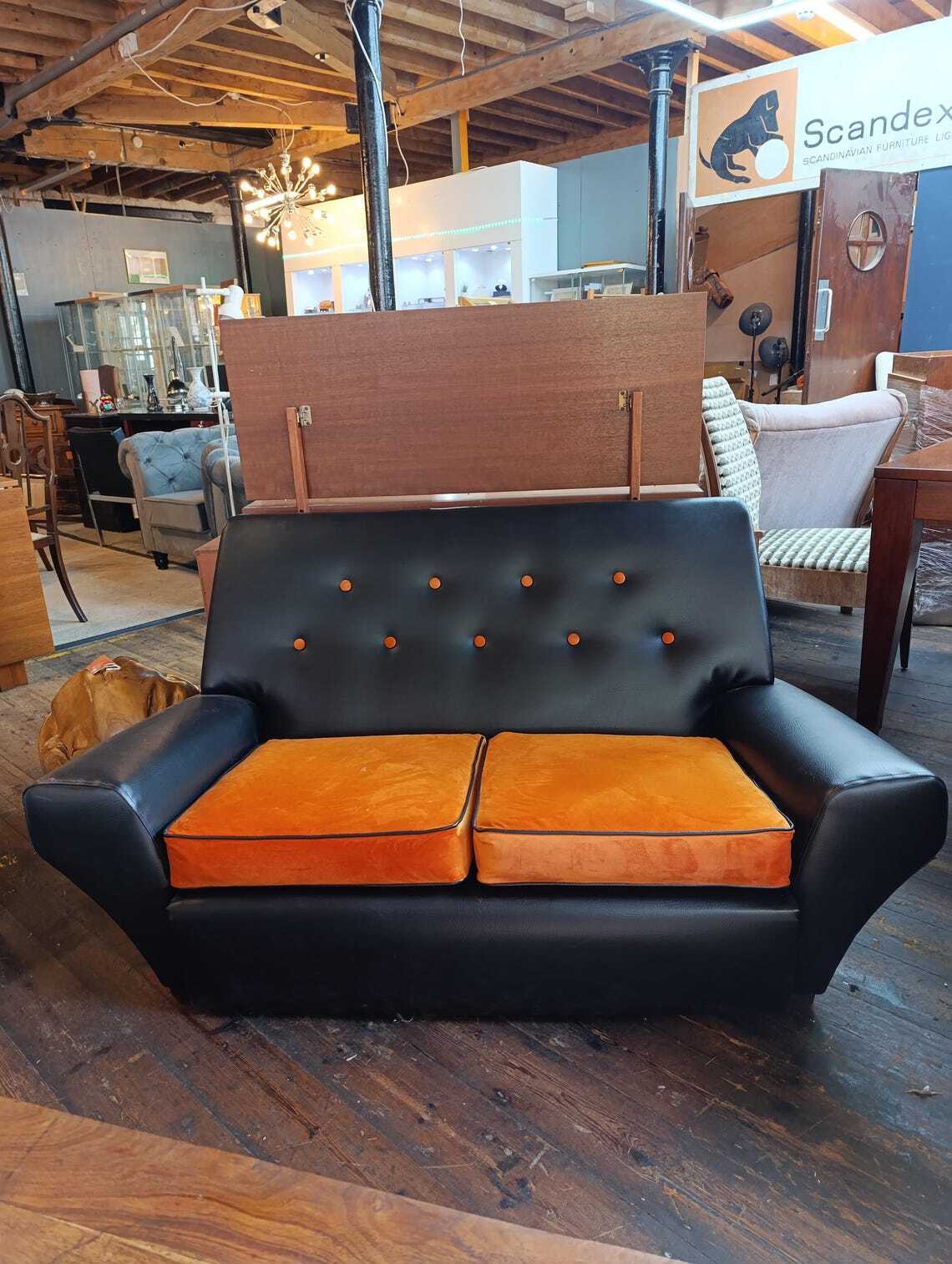Mid-Century Two-Seater Sofa with New Upholstery — photograph 1
