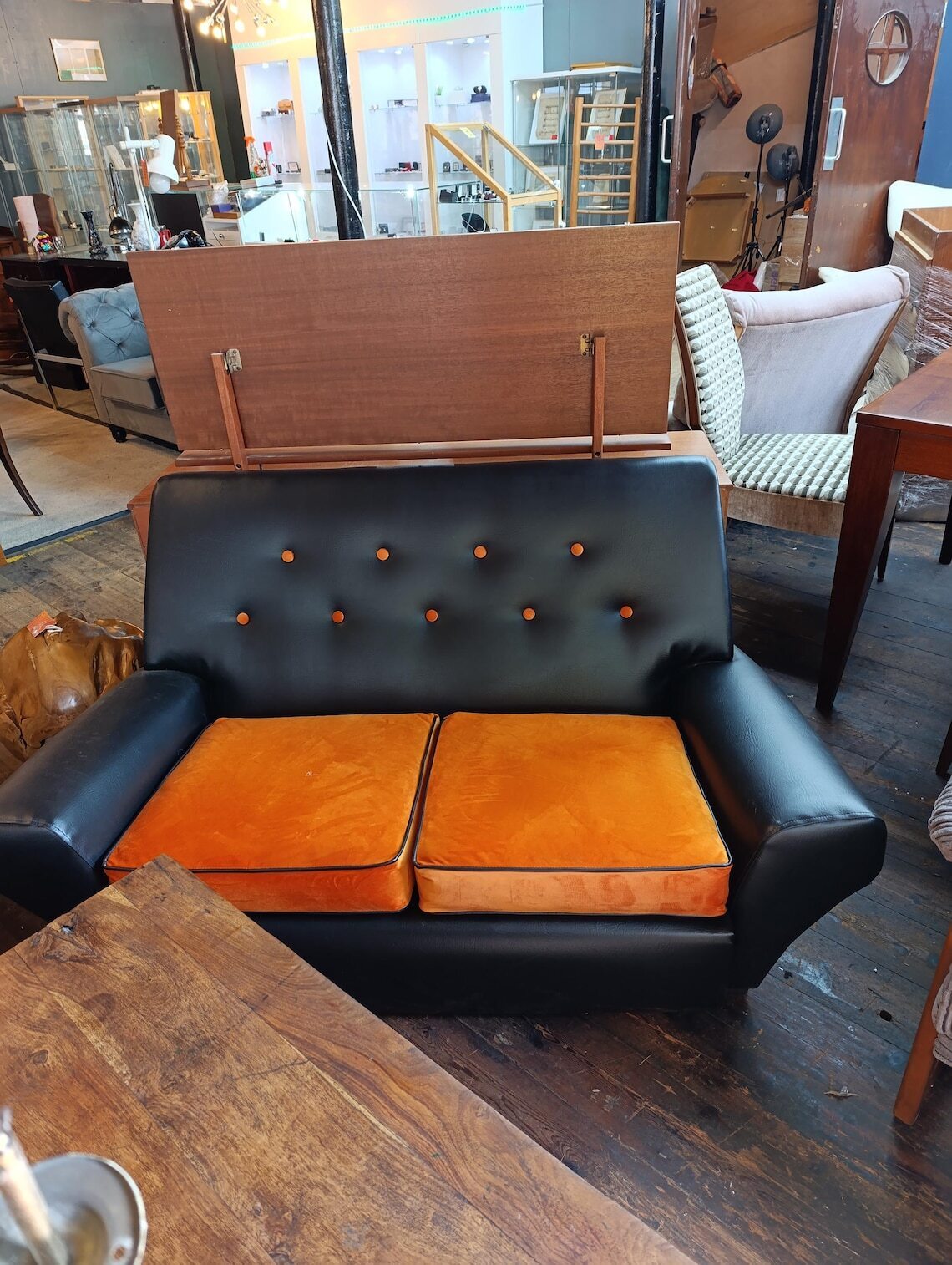 Mid-Century Two-Seater Sofa with New Upholstery — photograph 4