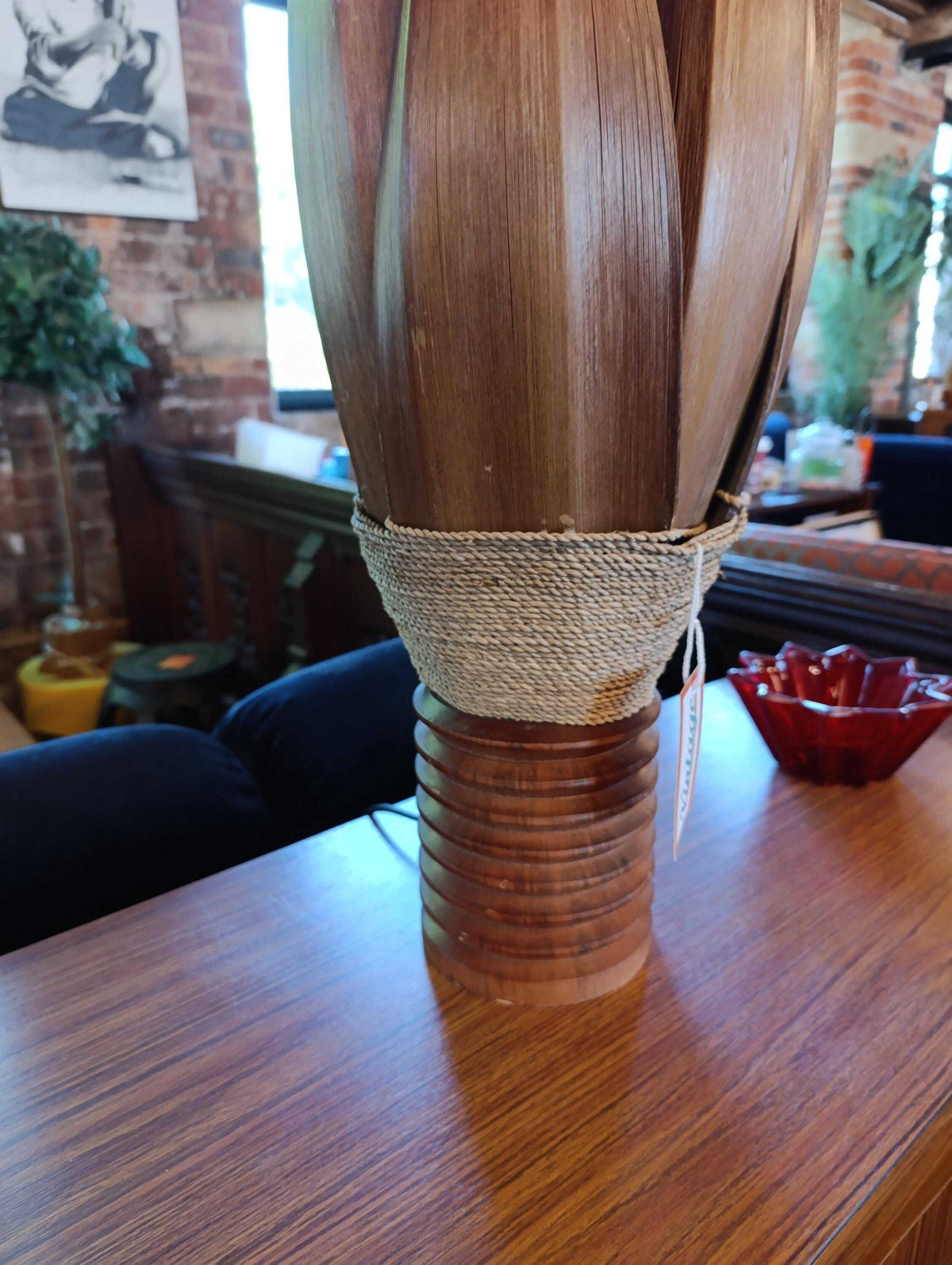 Sculptural Bentwood Palm-Leaf Table Lamp, circa 1970s — photograph 3