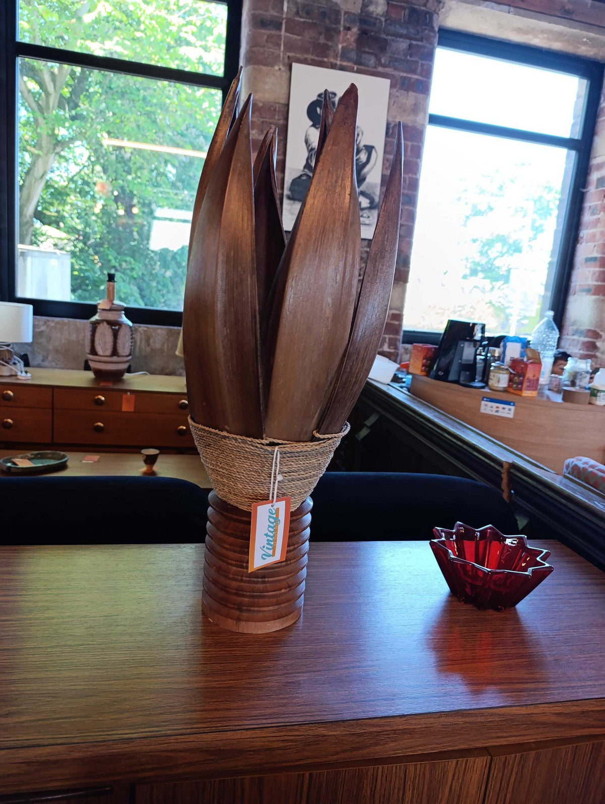 Sculptural Bentwood Palm-Leaf Table Lamp, circa 1970s — photograph 5