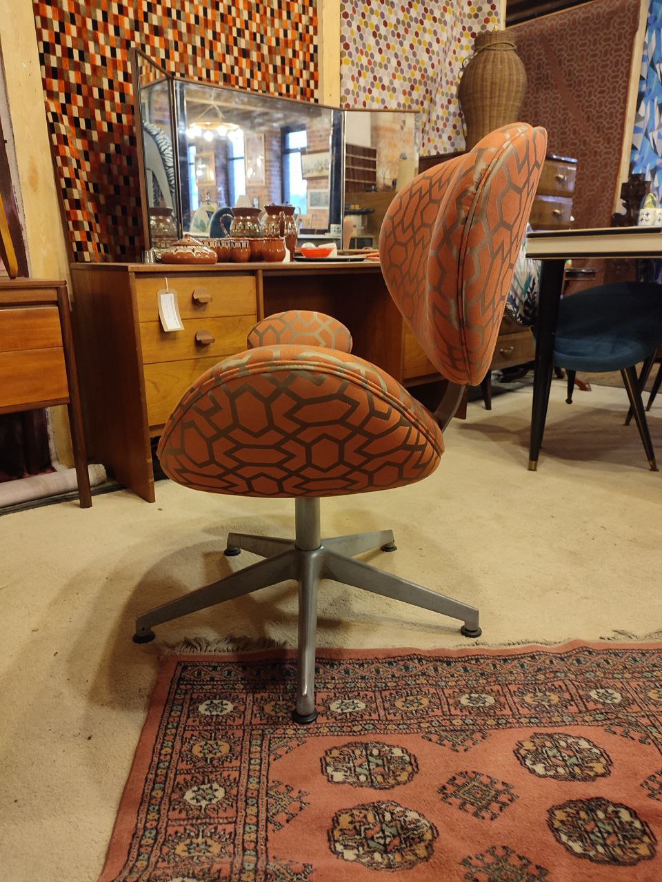 Mid Century Modern Style Chairs - Geometric Elegance (New Upholstery)