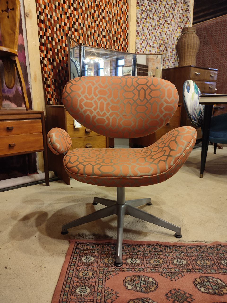 Mid Century Modern Style Chairs - Geometric Elegance (New Upholstery)