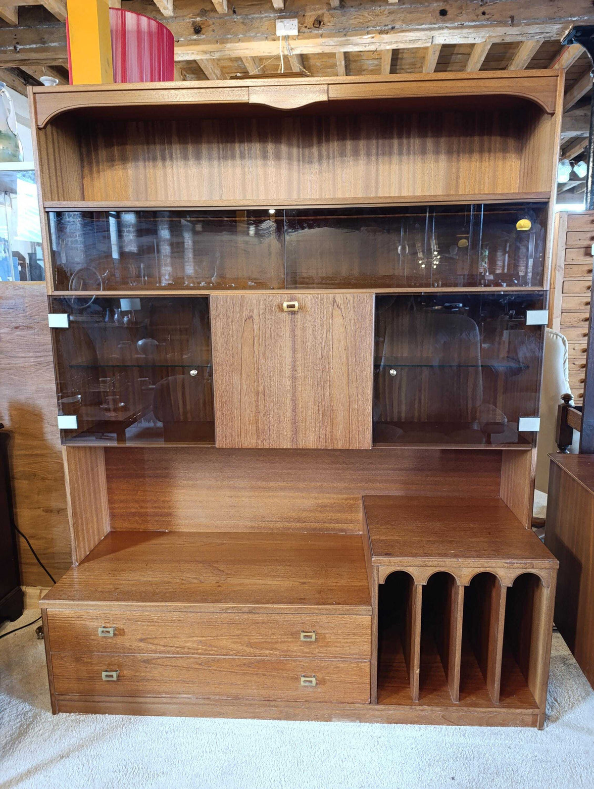 Teak Drinks and Media Cabinet with Smoked Glass, circa 1970s–1980s — photograph 1