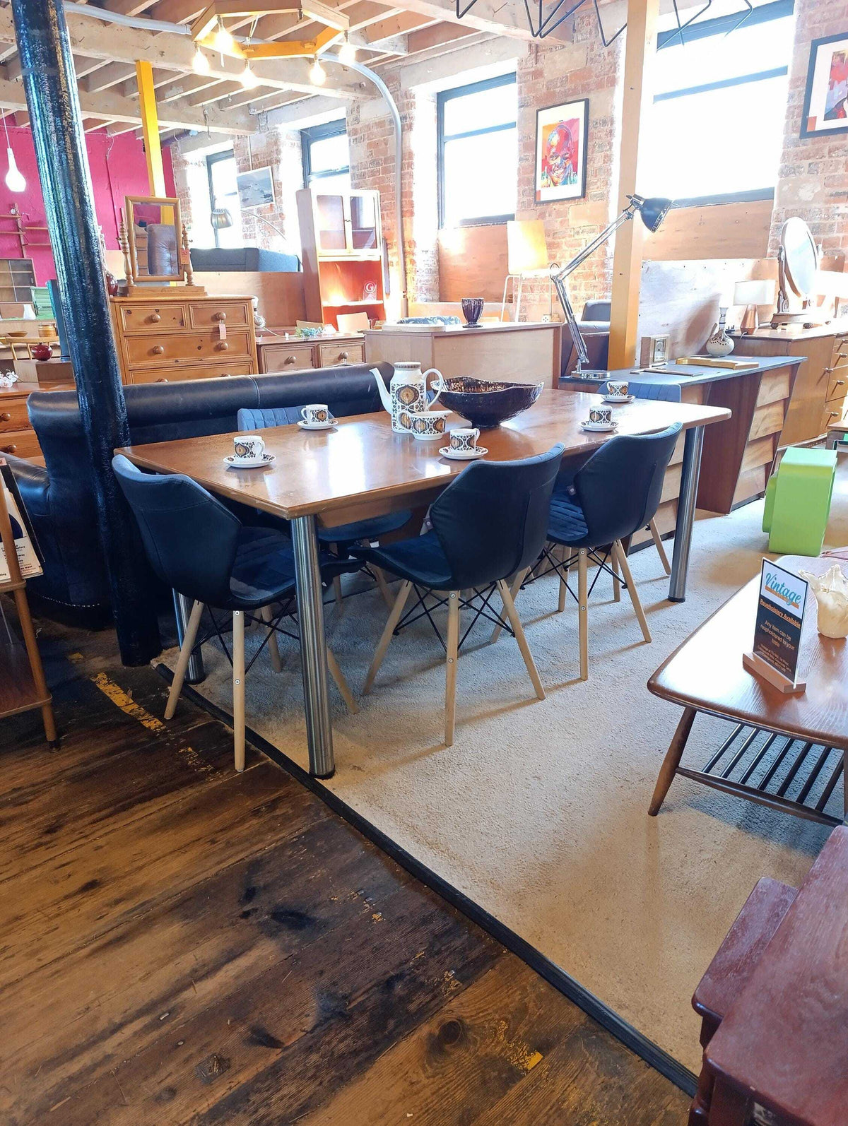 Set of Six Nautilus Amelia Dining Chairs in Grey Upholstery — photograph 3