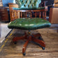 Victorian-Style Green Leather Captain’s Swivel Desk Chair — photograph 1