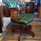 Victorian-Style Green Leather Captain’s Swivel Desk Chair — photograph 2