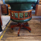 Victorian-Style Green Leather Captain’s Swivel Desk Chair — photograph 5