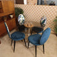 Glass Tulip Dining Table with Four Reupholstered Retro Chairs — photograph 3
